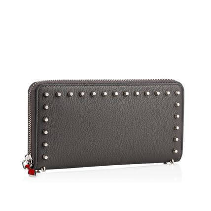 2018大人気新作 クリスチャン ルブタン 財布 コピー Christian Louboutin PANETTONE カーボングレー スタッズ 3175151I140